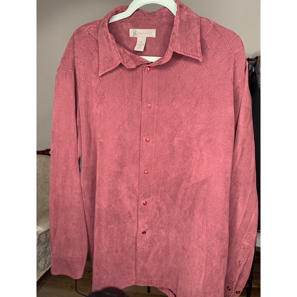R&R Casuals Long Sleeve Suede Button Up